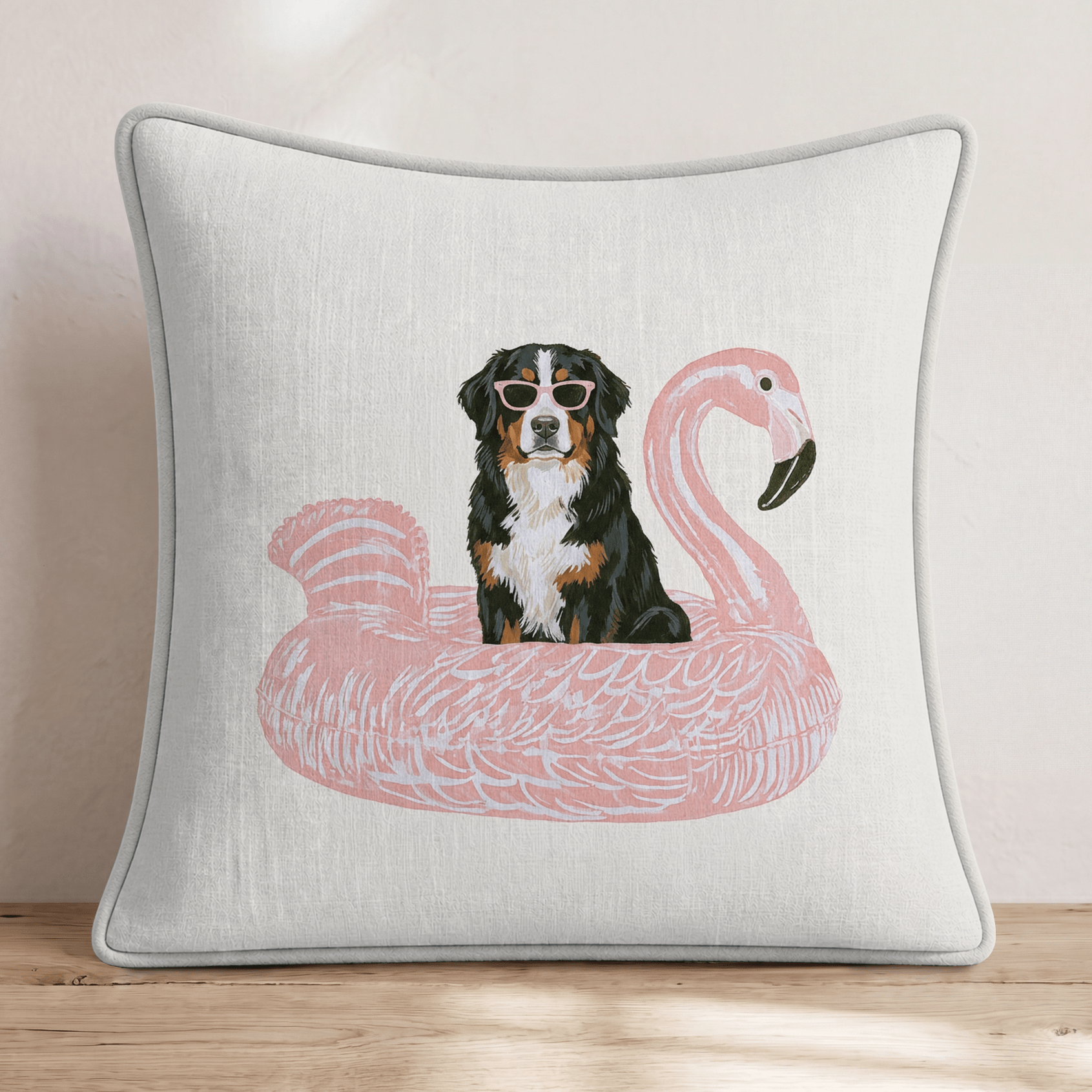 Pool Day Bernese Mountain Dog Throw Pillow - Hillcroft Home