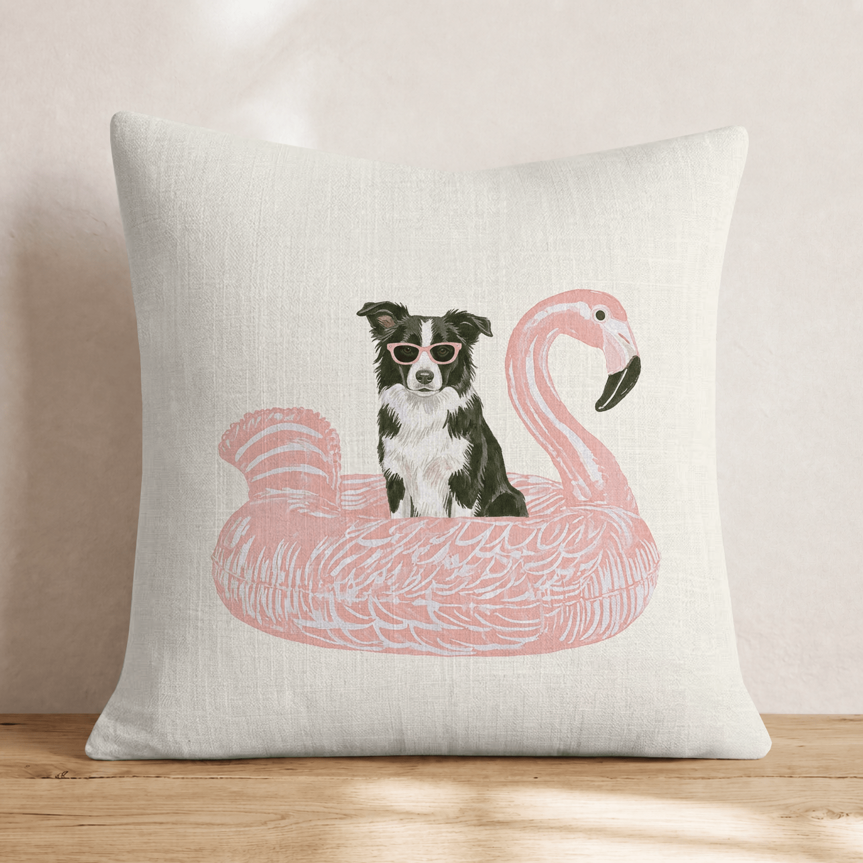Pool Day Border Collie Throw Pillow - Hillcroft Home