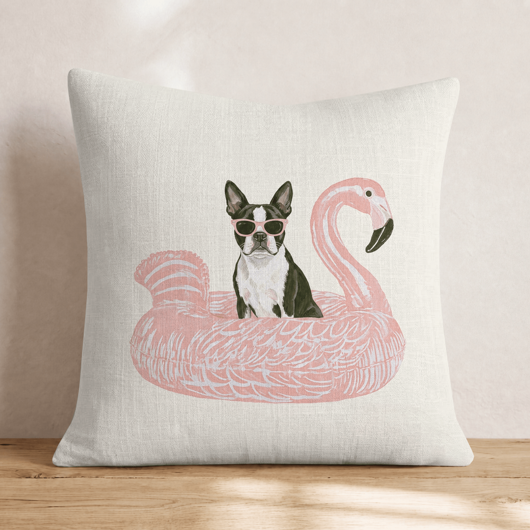 Pool Day Boston Terrier Throw Pillow - Hillcroft Home