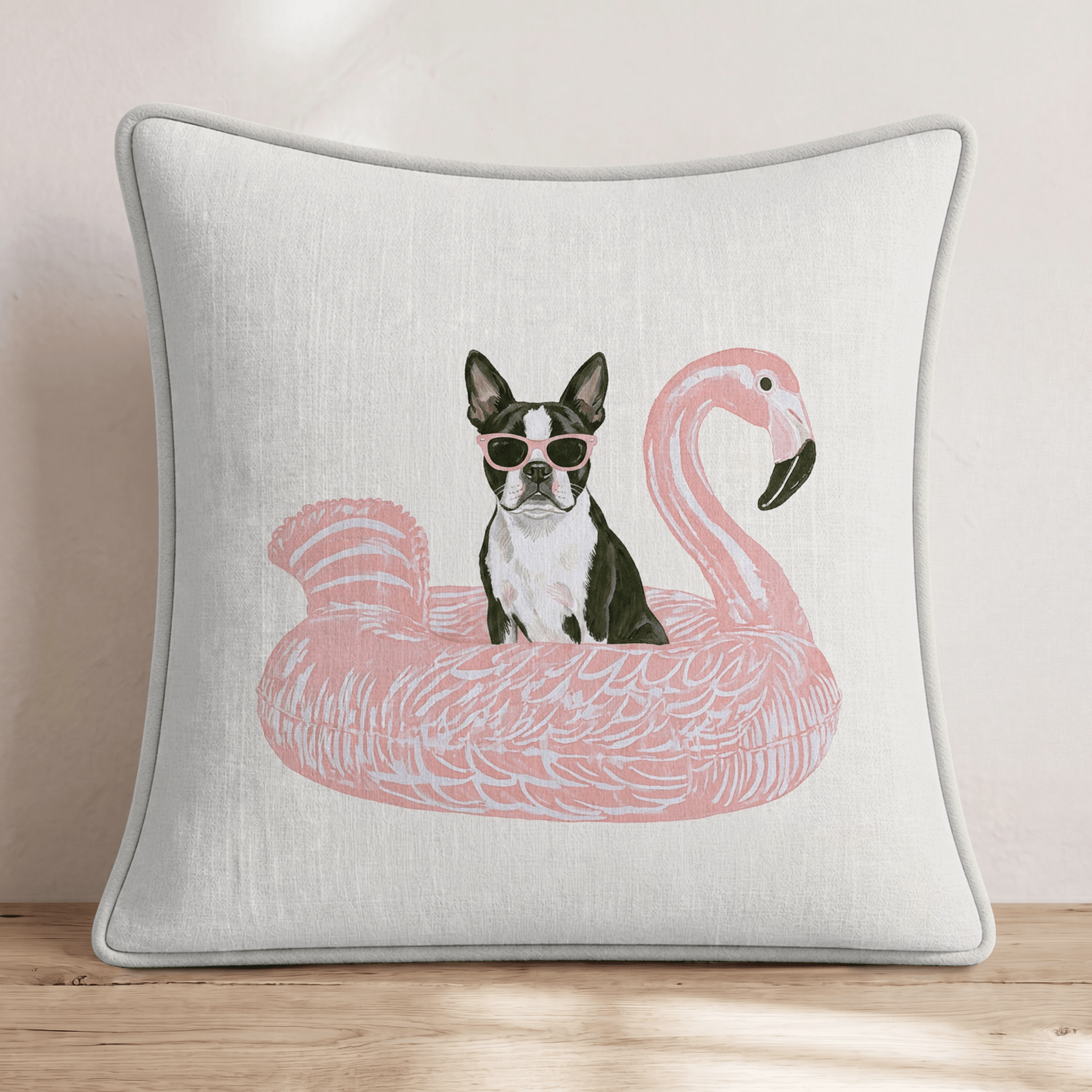 Pool Day Boston Terrier Throw Pillow - Hillcroft Home