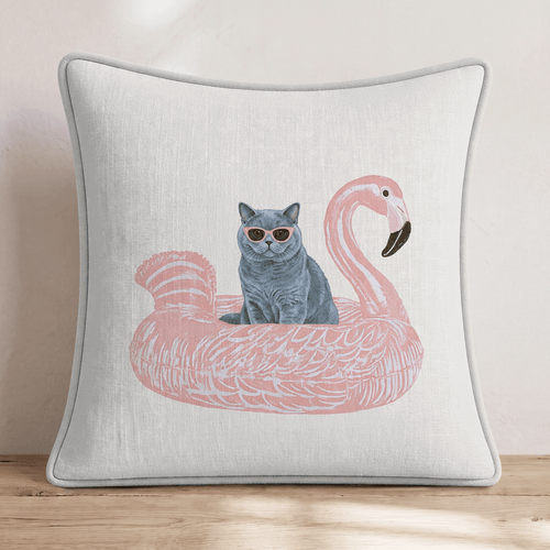 Pool Day British Shorthair Throw Pillow - Hillcroft Home