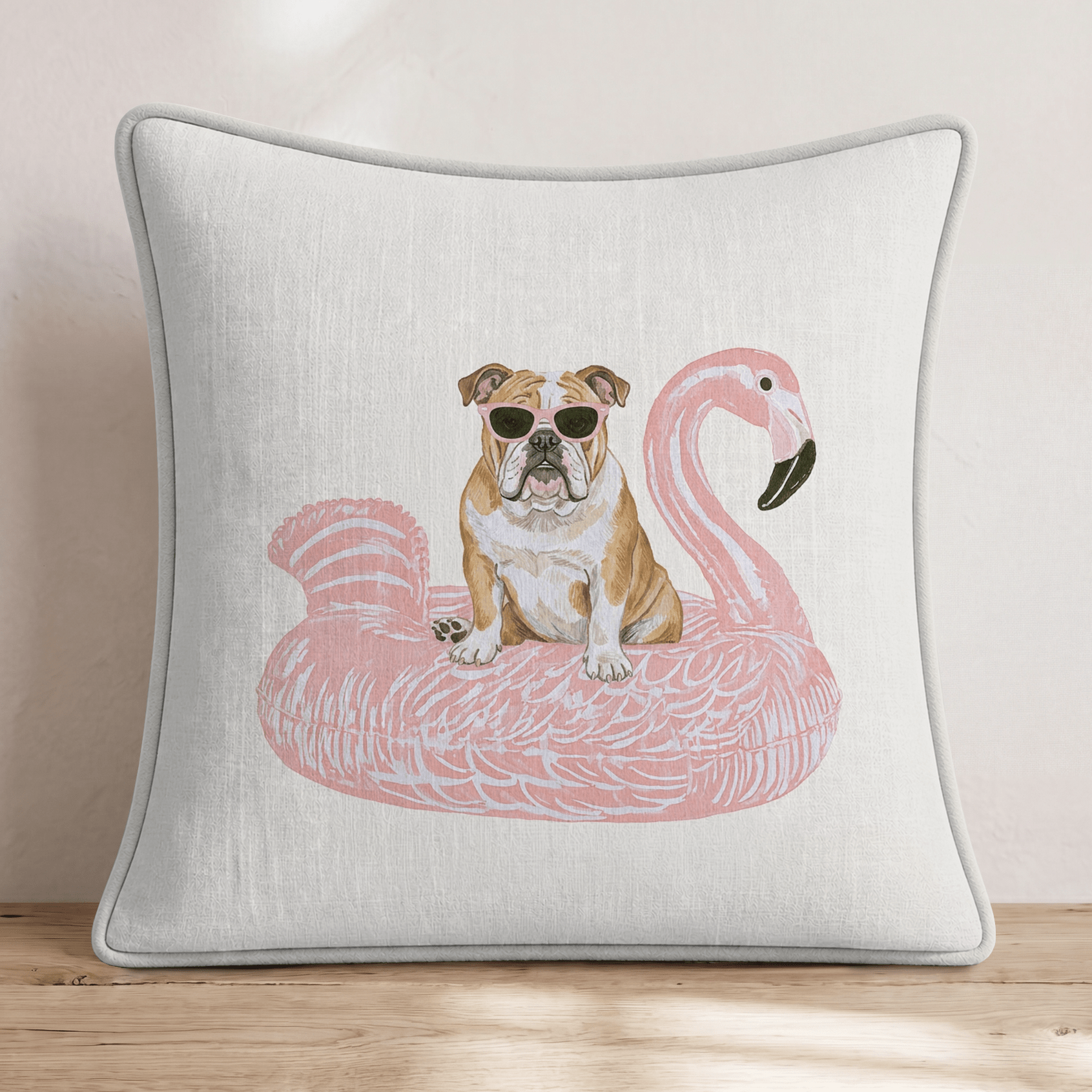 Pool Day Bulldog Throw Pillow - Hillcroft Home
