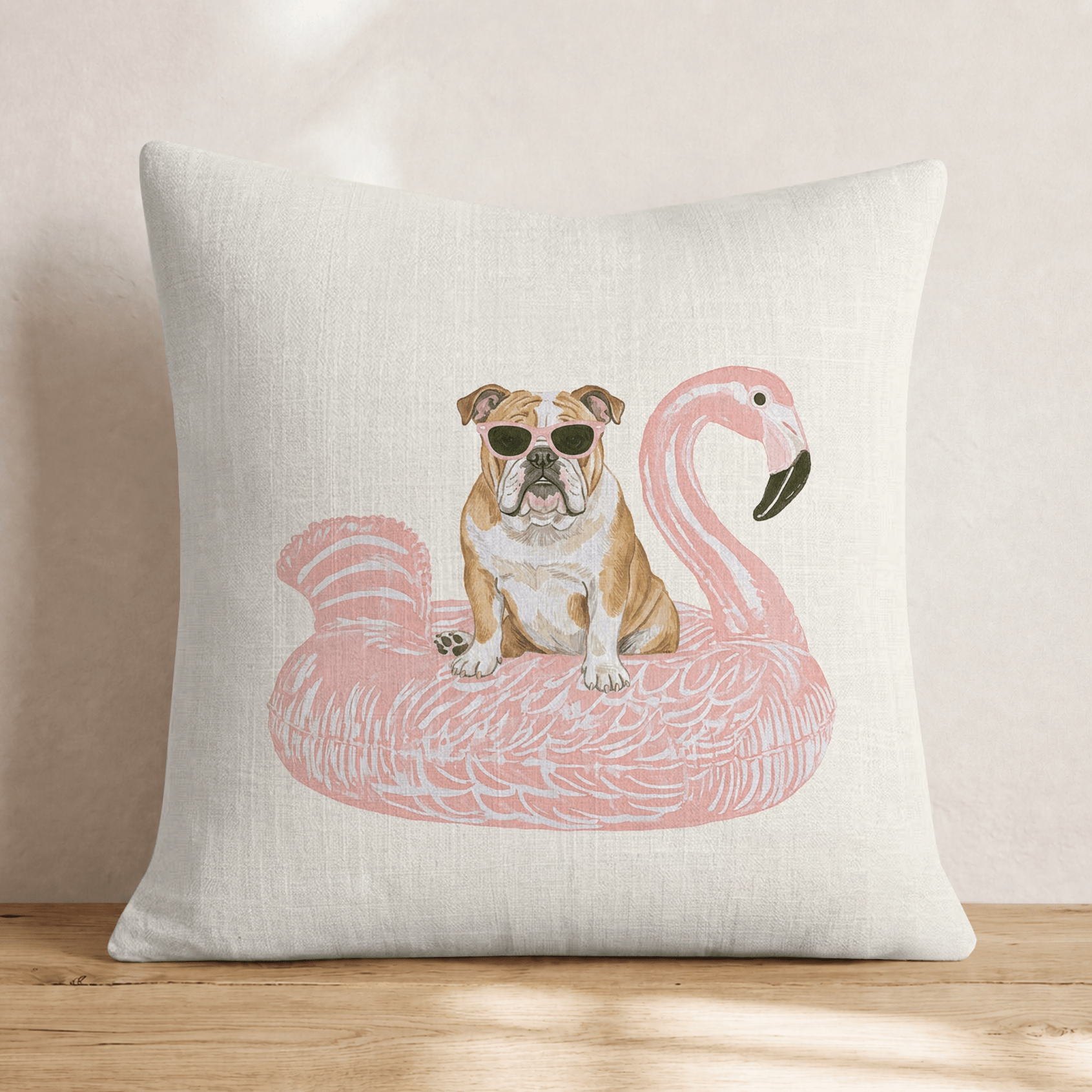 Pool Day Bulldog Throw Pillow - Hillcroft Home