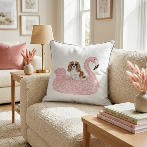 Pool Day Cavalier King Charles Spaniel Throw Pillow - Hillcroft Home