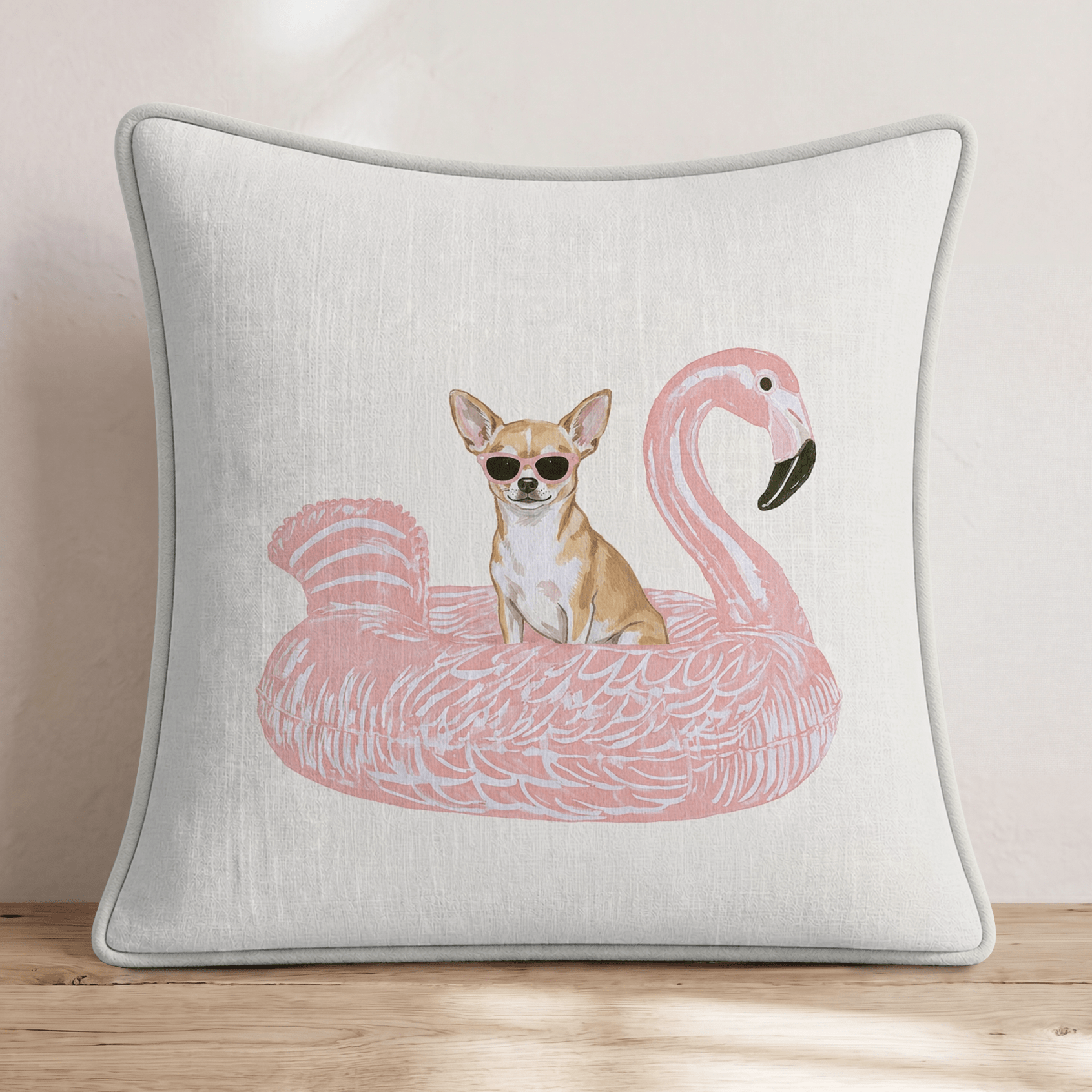 Pool Day Chihuahua Throw Pillow - Hillcroft Home