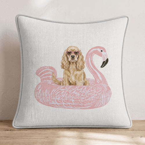 Pool Day Cocker Spaniel Throw Pillow - Hillcroft Home