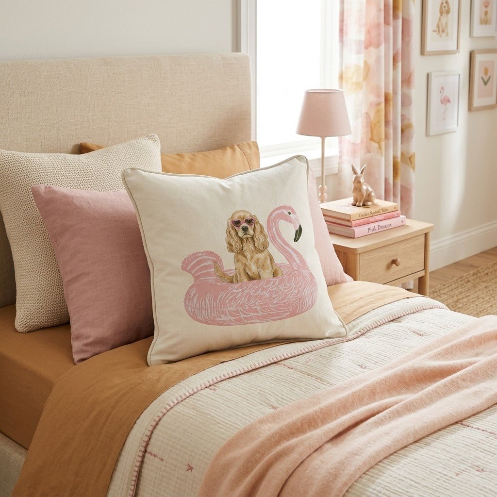 Pool Day Cocker Spaniel Throw Pillow - Hillcroft Home