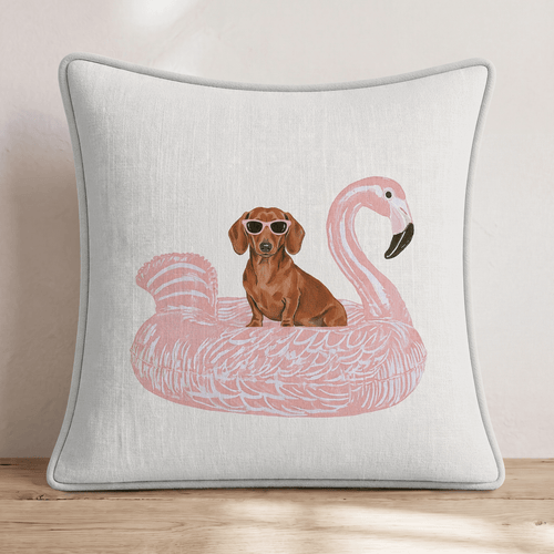 Pool Day Dachshund Throw Pillow - Hillcroft Home
