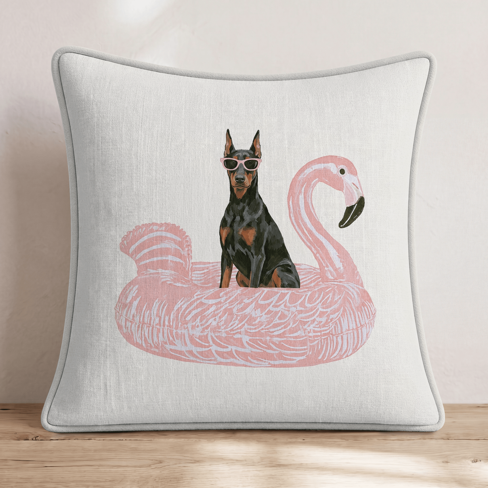 Pool Day Doberman Throw Pillow - Hillcroft Home