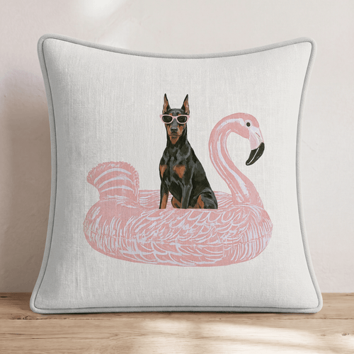 Pool Day Doberman Throw Pillow - Hillcroft Home
