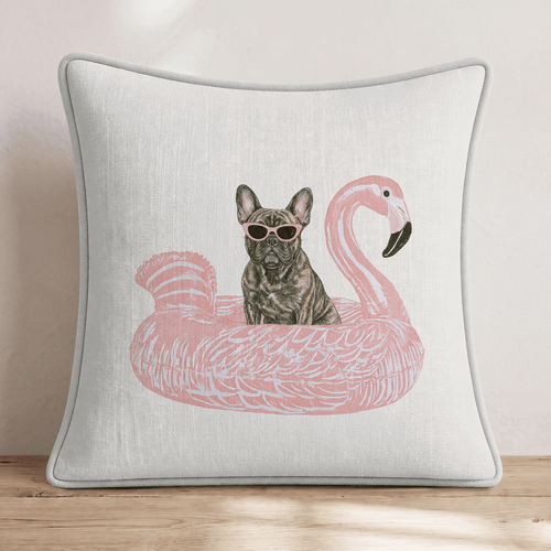 Pool Day French Bulldog Throw Pillow - Hillcroft Home