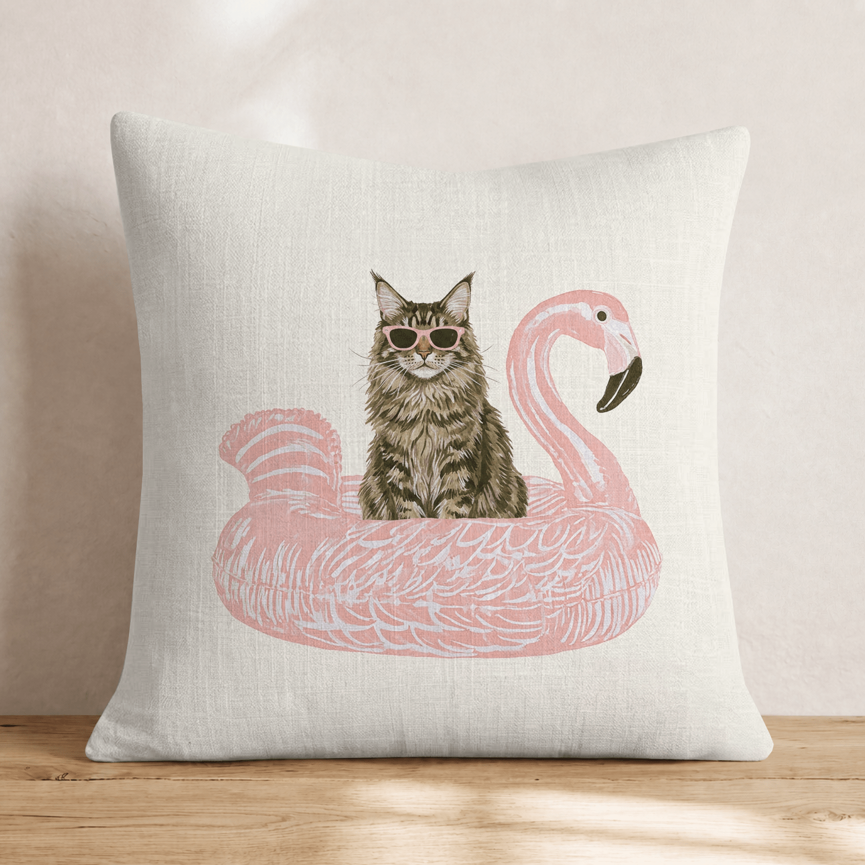Pool Day Maine Coon Throw Pillow - Hillcroft Home