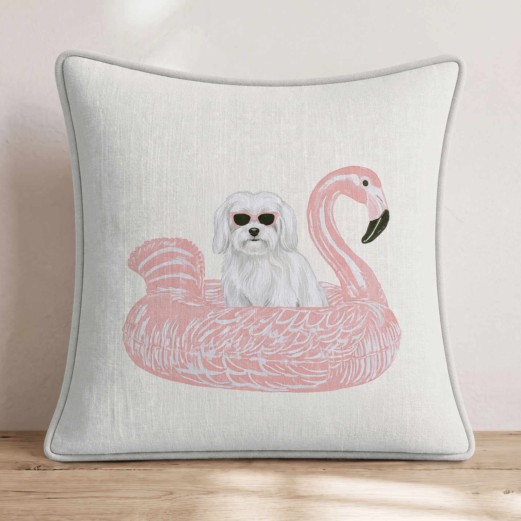 Pool Day Maltese Throw Pillow - Hillcroft Home