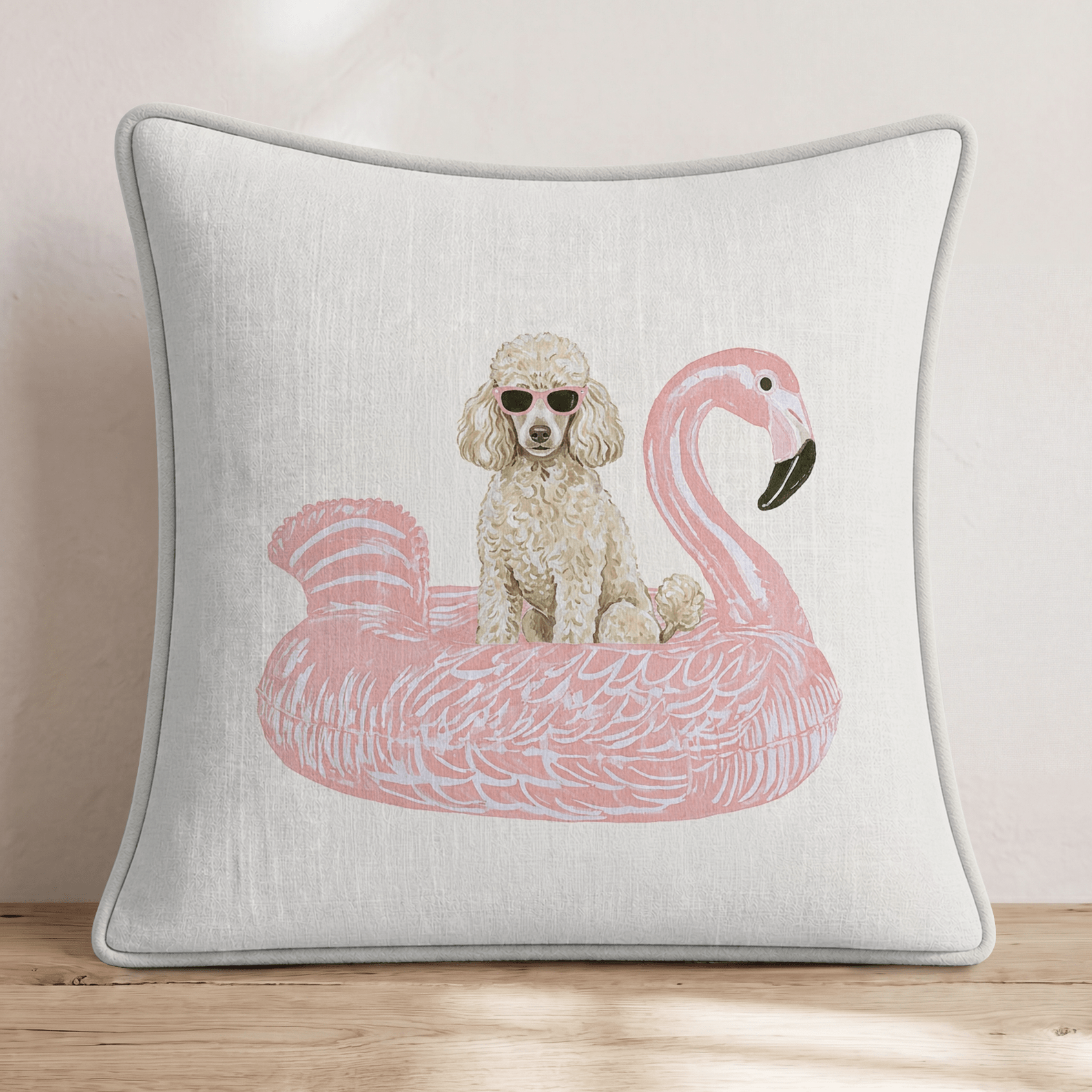 Pool Day Poodle Throw Pillow - Hillcroft Home