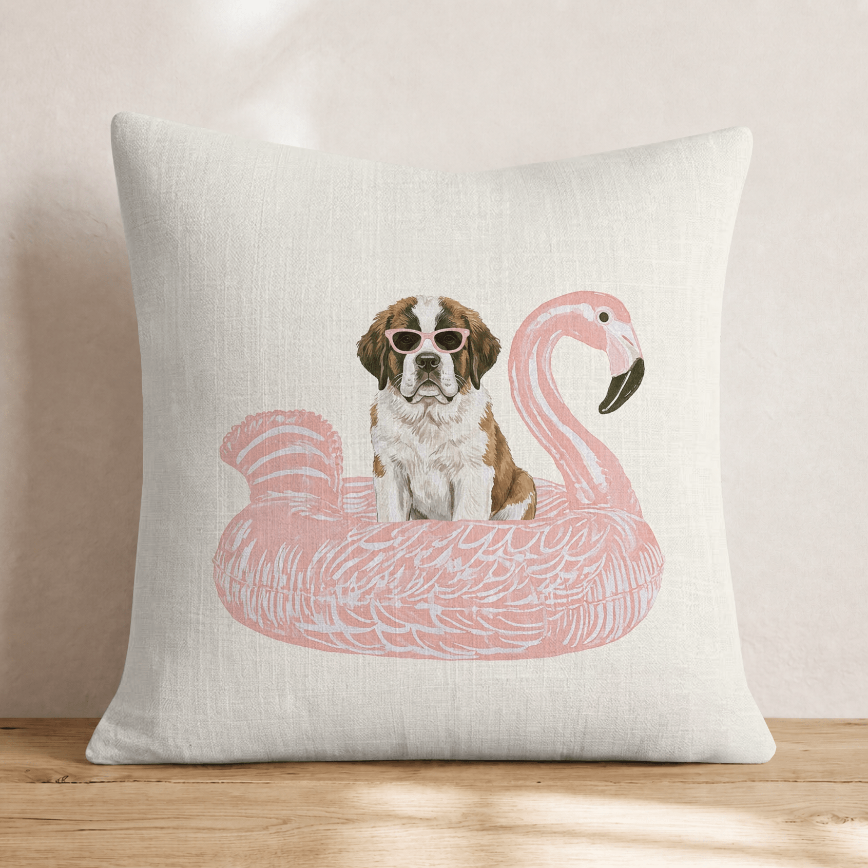 Pool Day Saint Bernard Throw Pillow - Hillcroft Home