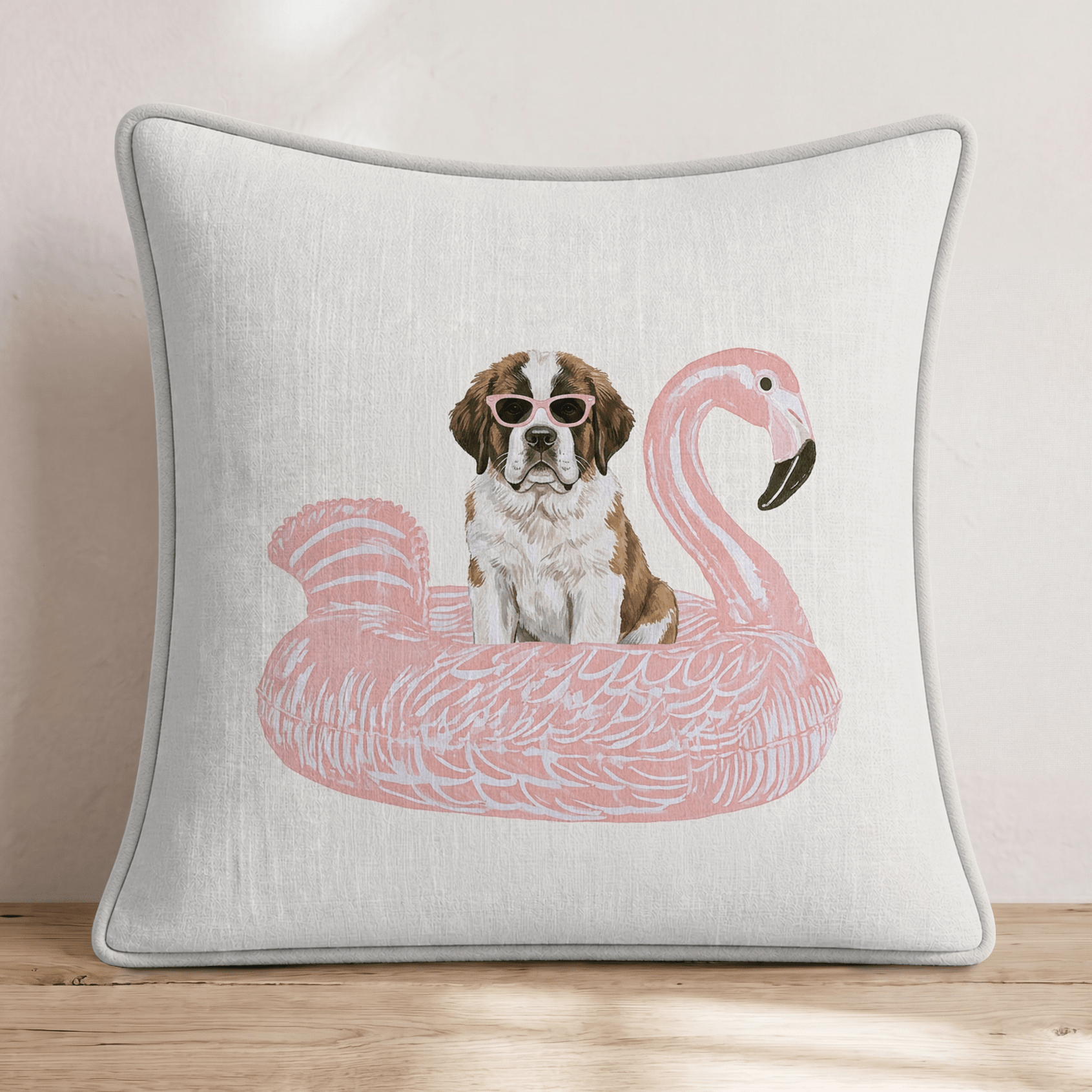 Pool Day Saint Bernard Throw Pillow - Hillcroft Home