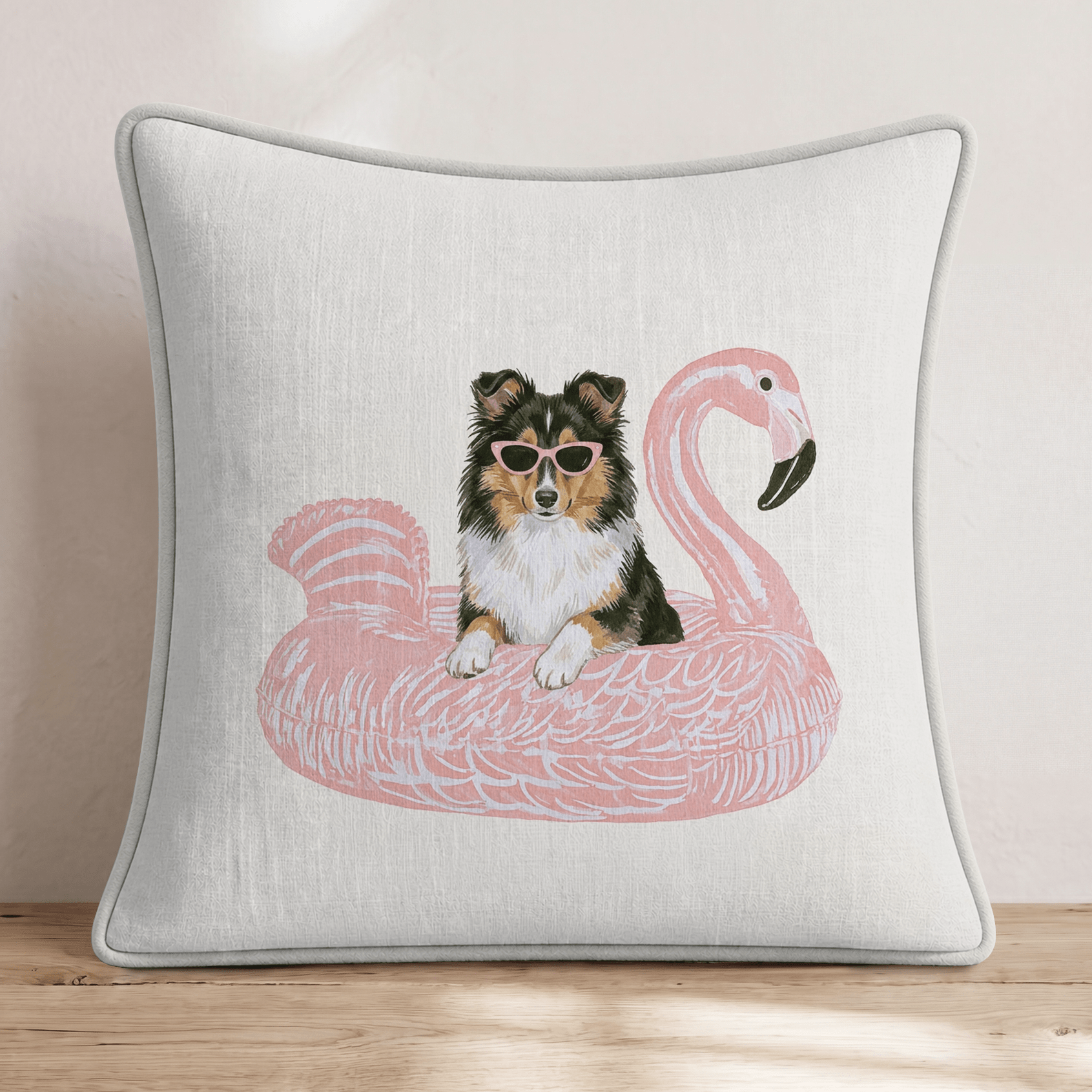 Pool Day Shetland Sheepdog Throw Pillow - Hillcroft Home
