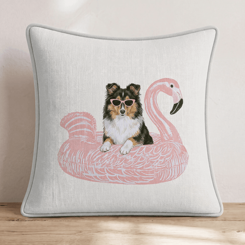Pool Day Shetland Sheepdog Throw Pillow - Hillcroft Home