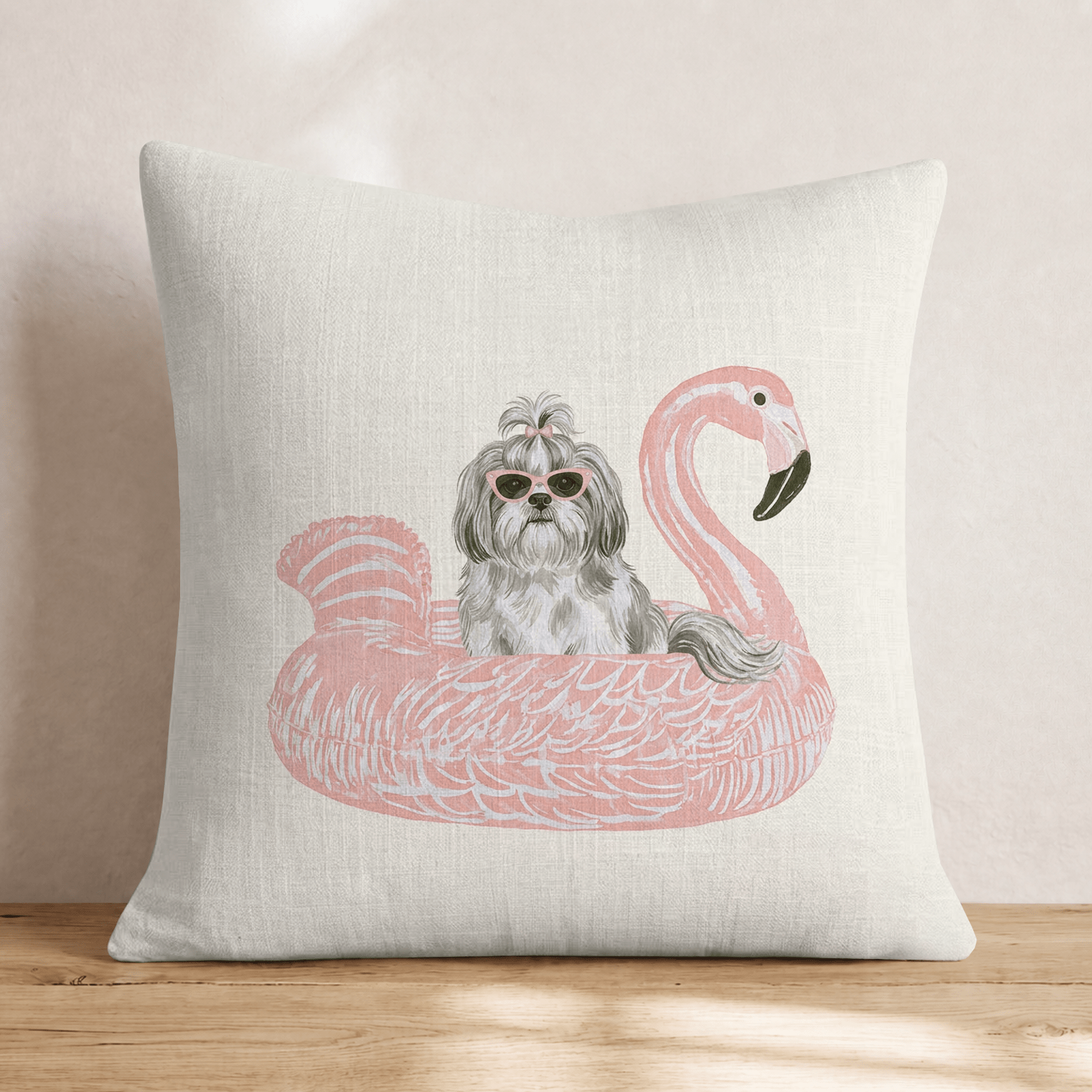 Pool Day Shih Tzu Throw Pillow - Hillcroft Home