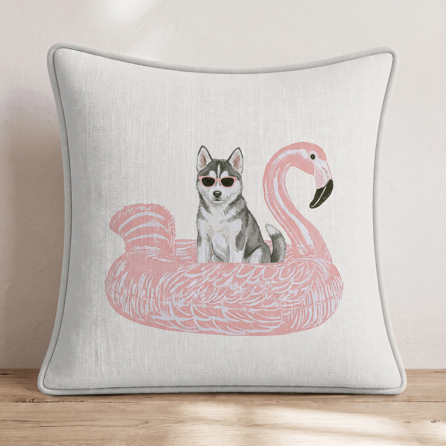 Pool Day Siberian Husky Throw Pillow - Hillcroft Home