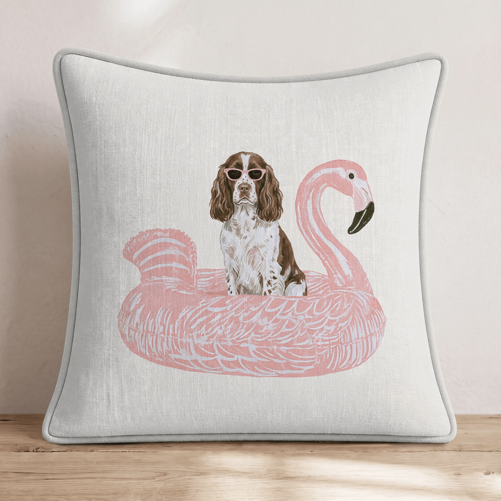 Pool Day Springer Spaniel Throw Pillow - Hillcroft Home