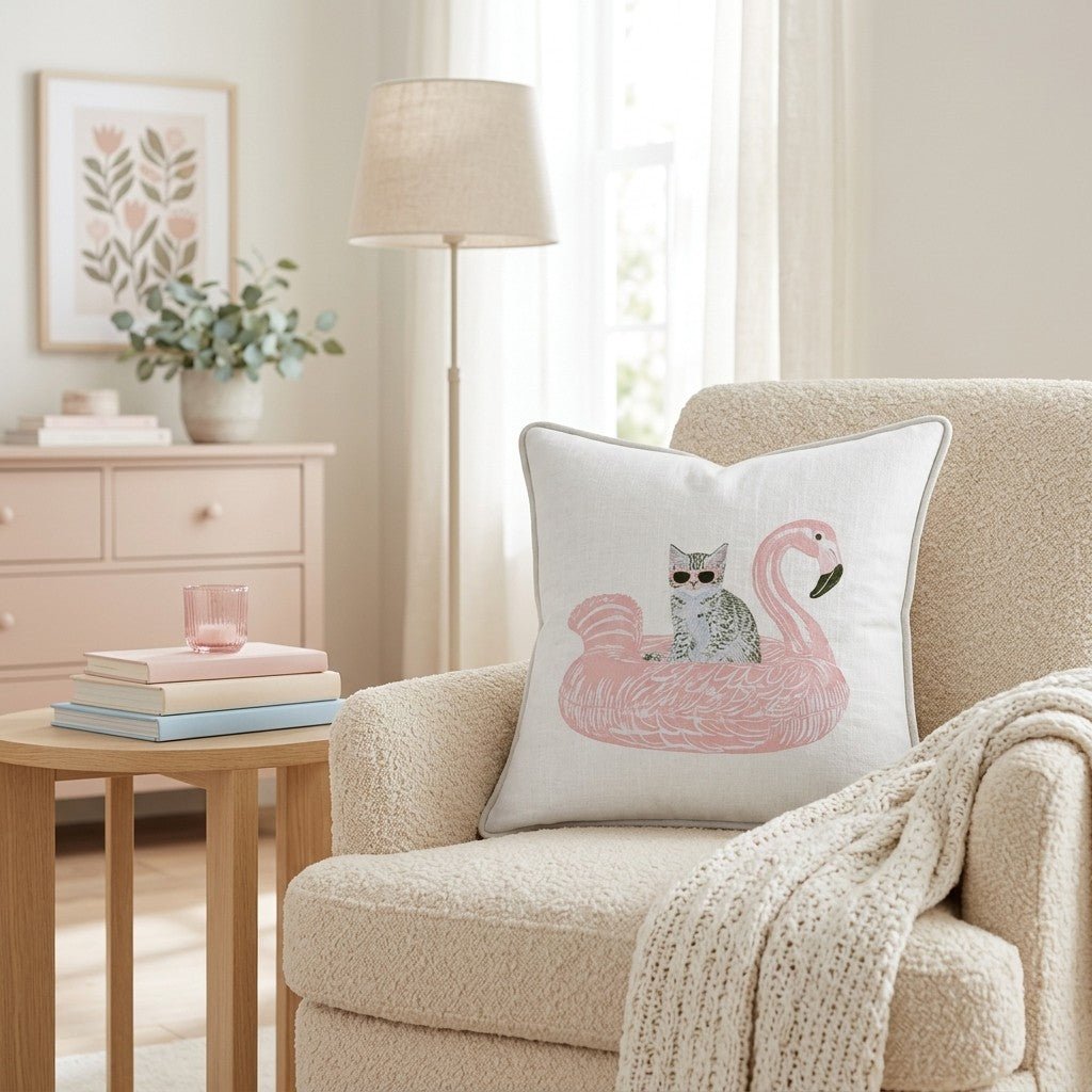 Pool Day Tabby Throw Pillow - Hillcroft Home