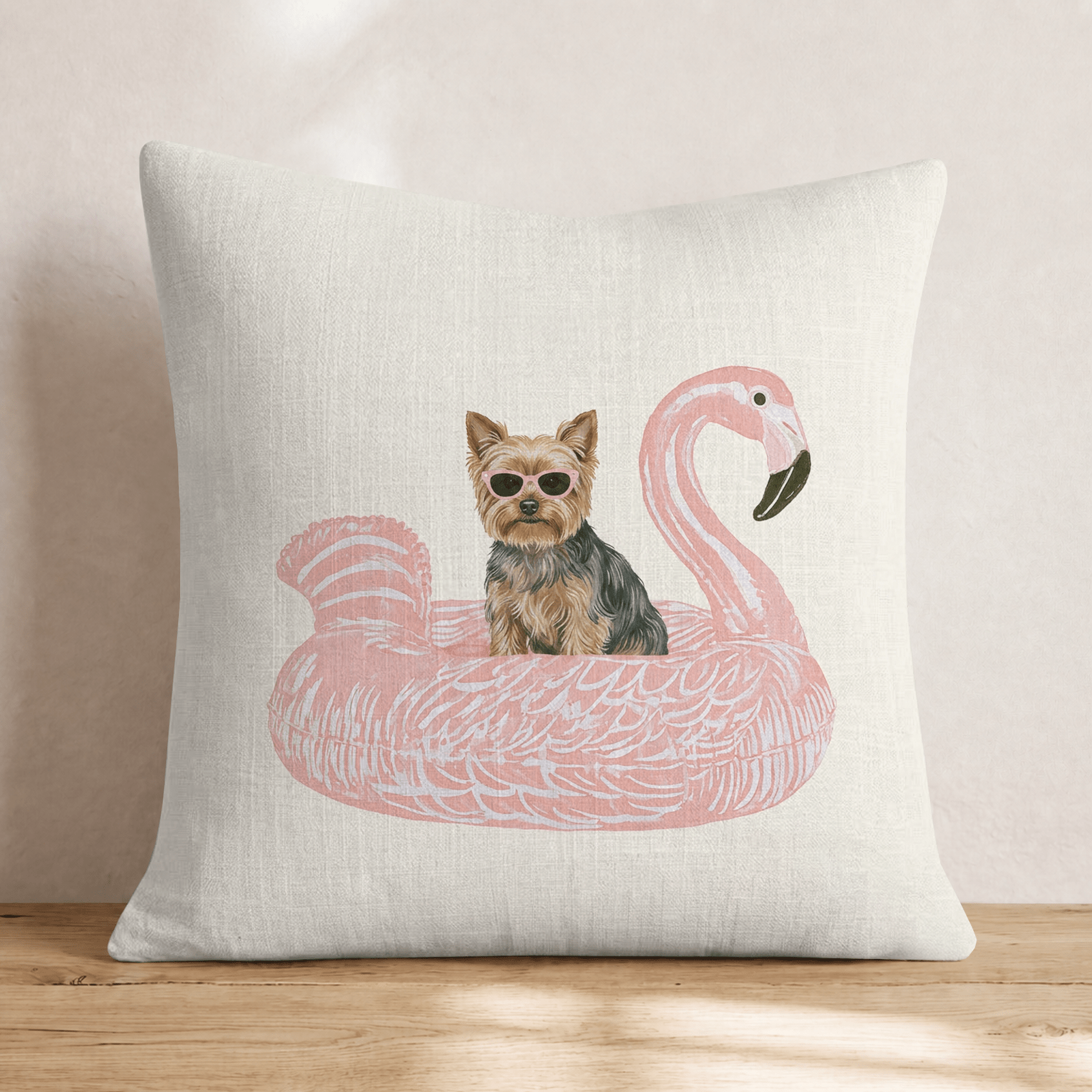 Pool Day Yorkshire Terrier Throw Pillow - Hillcroft Home