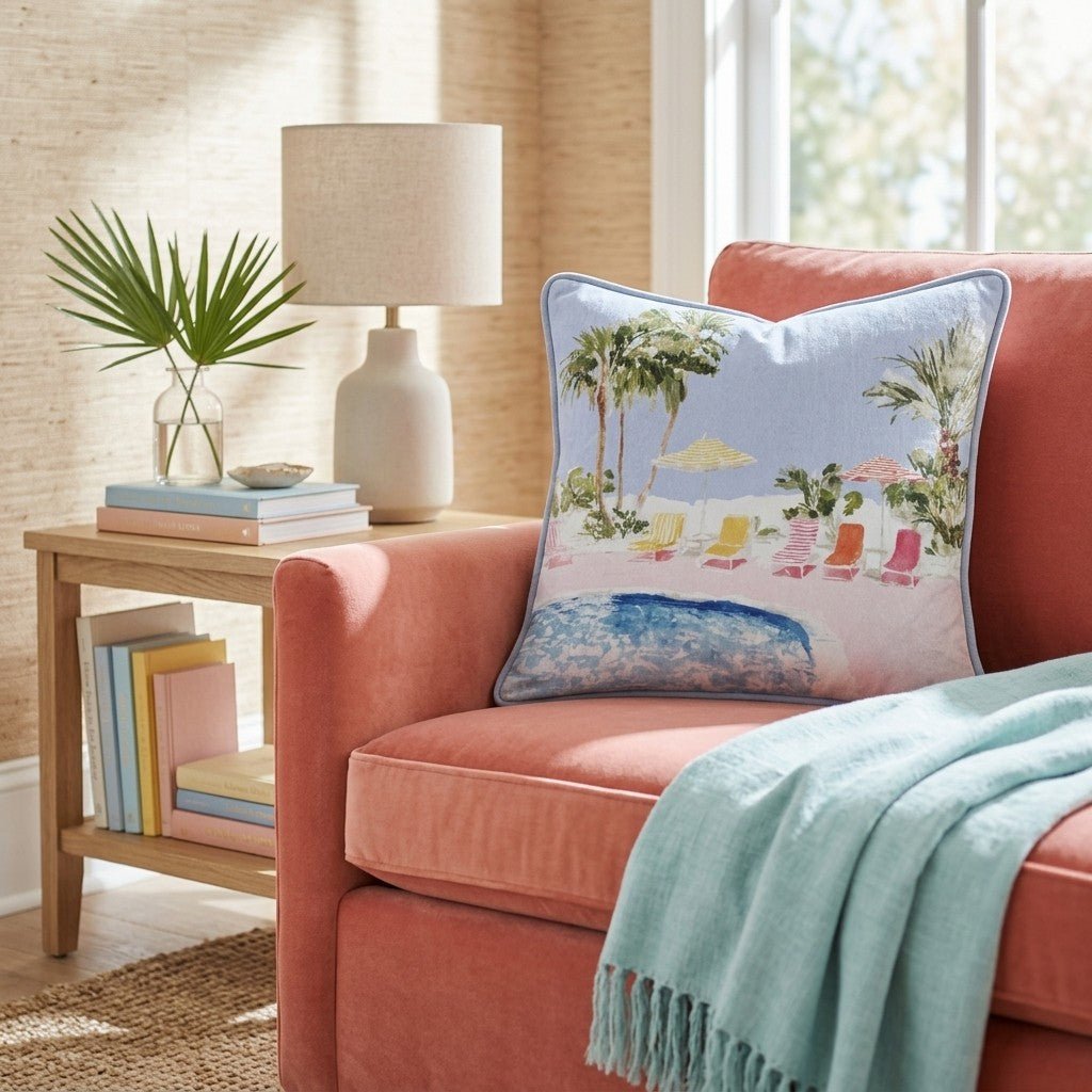 Poolside Bliss Throw Pillow - Hillcroft Home