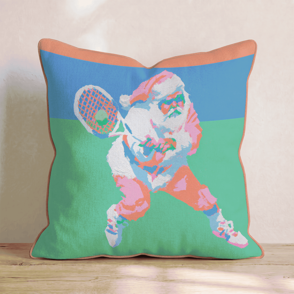 Pop Art Tennis Santa Throw Pillow - Hillcroft Home