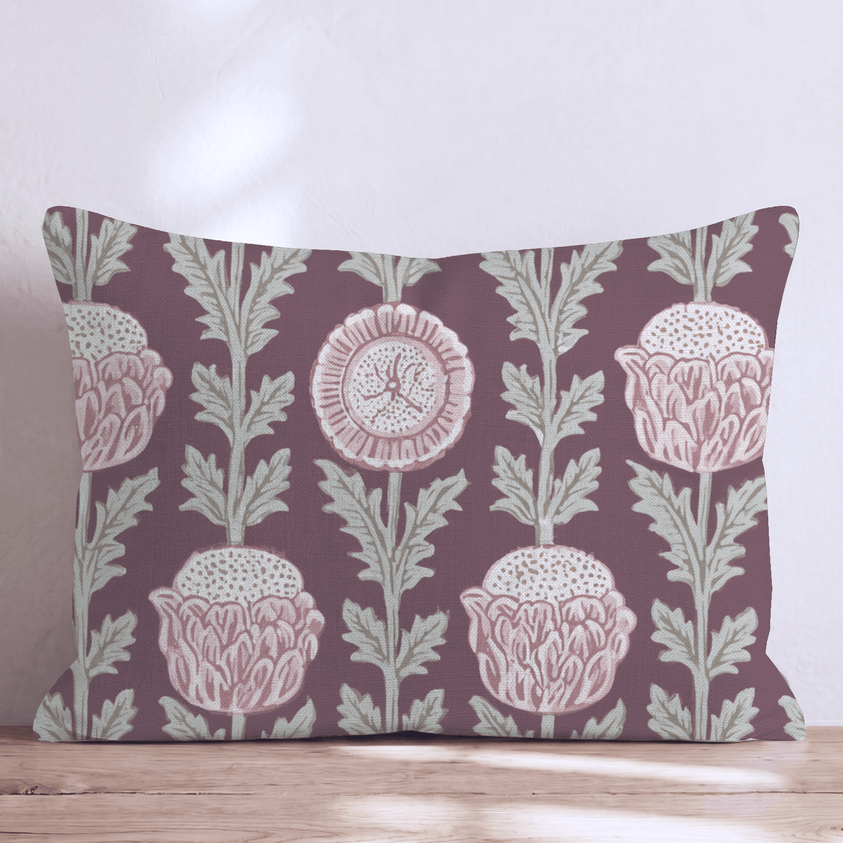 Poppy Claret Throw Pillow throw pillow - Hillcroft Home