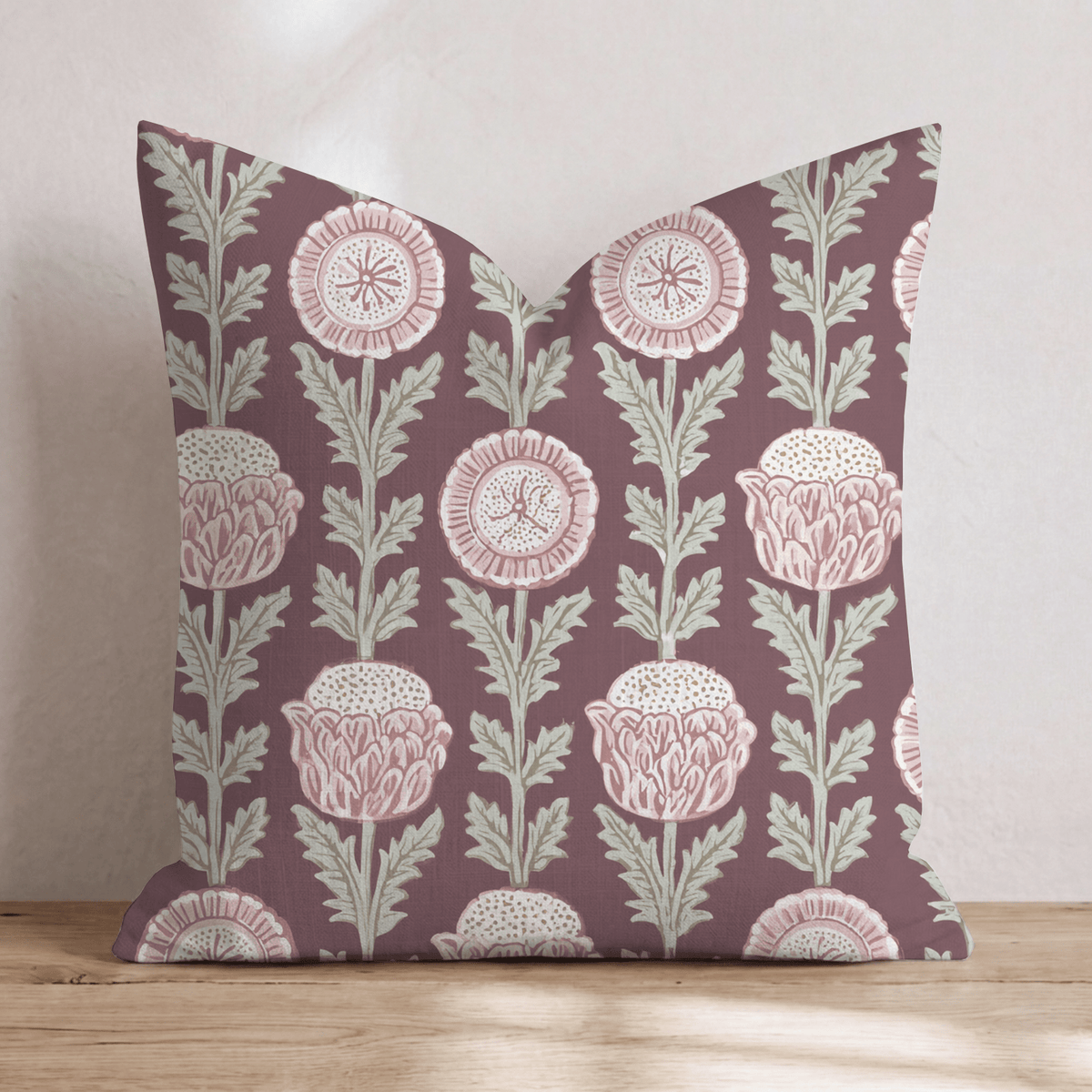 Poppy Claret Throw Pillow throw pillow - Hillcroft Home