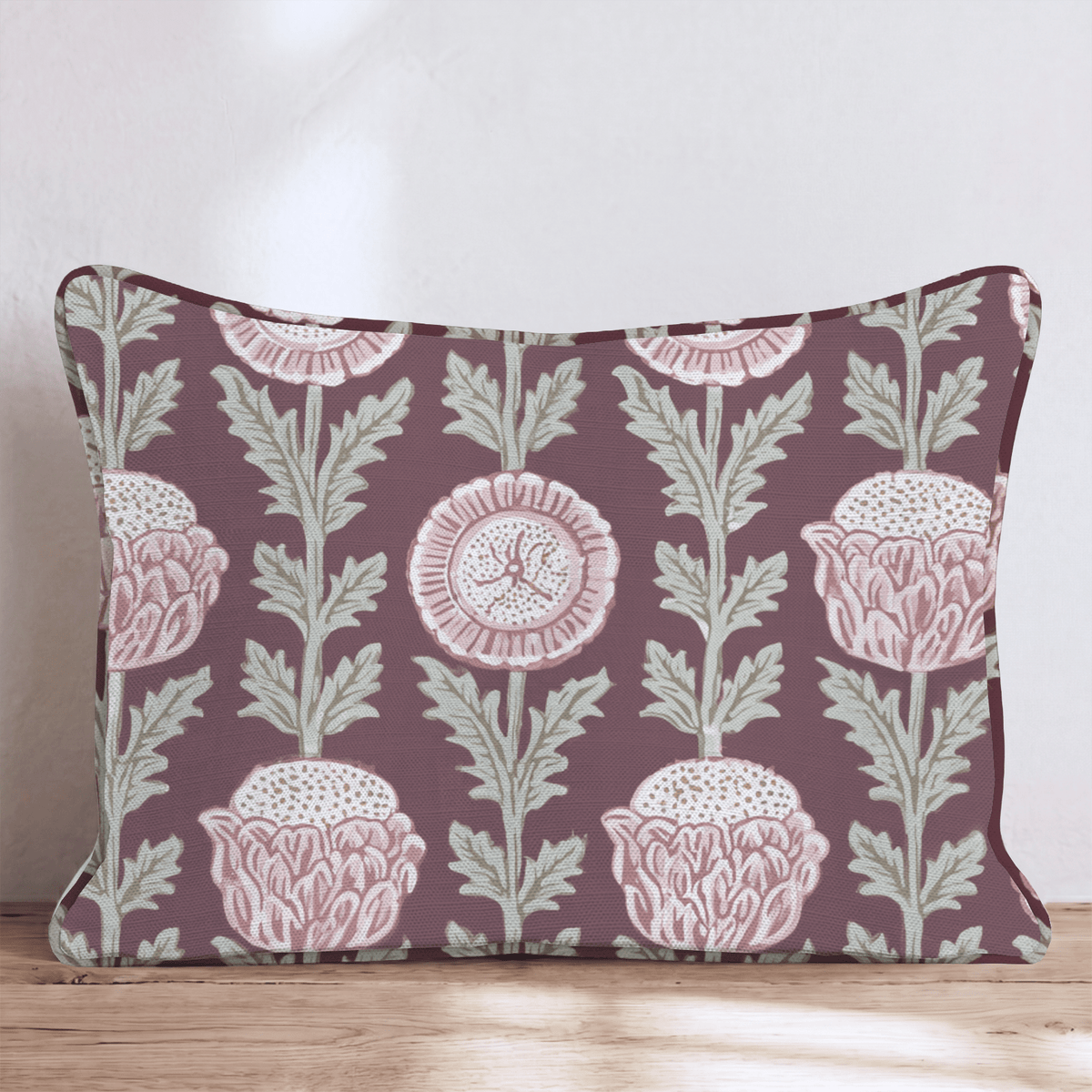 Poppy Claret Throw Pillow throw pillow - Hillcroft Home