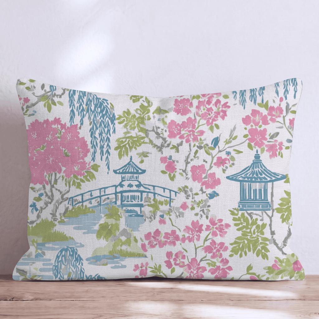 Porcelain Garden Pink Throw Pillow - Hillcroft Home