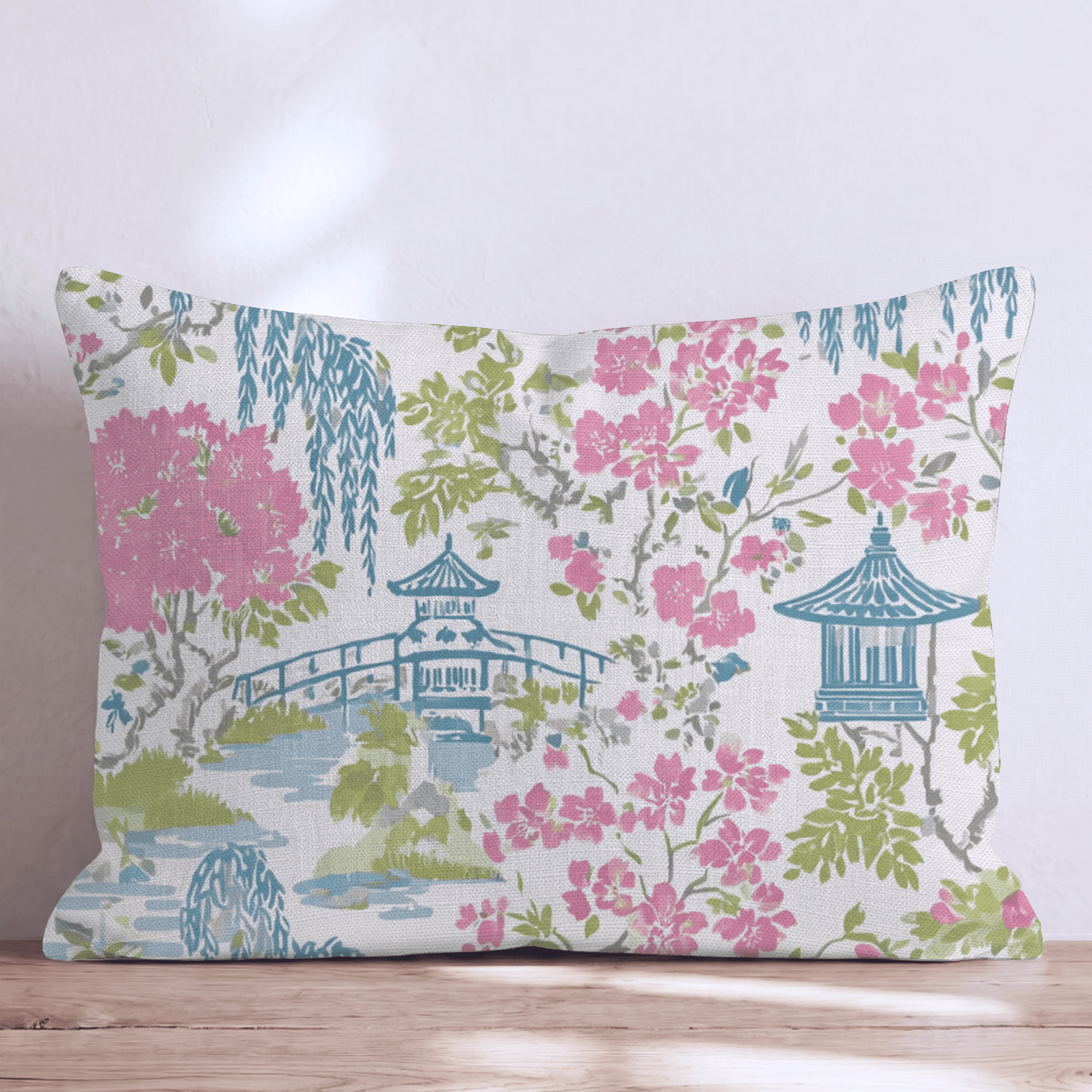 Porcelain Garden Pink Throw Pillow - Hillcroft Home