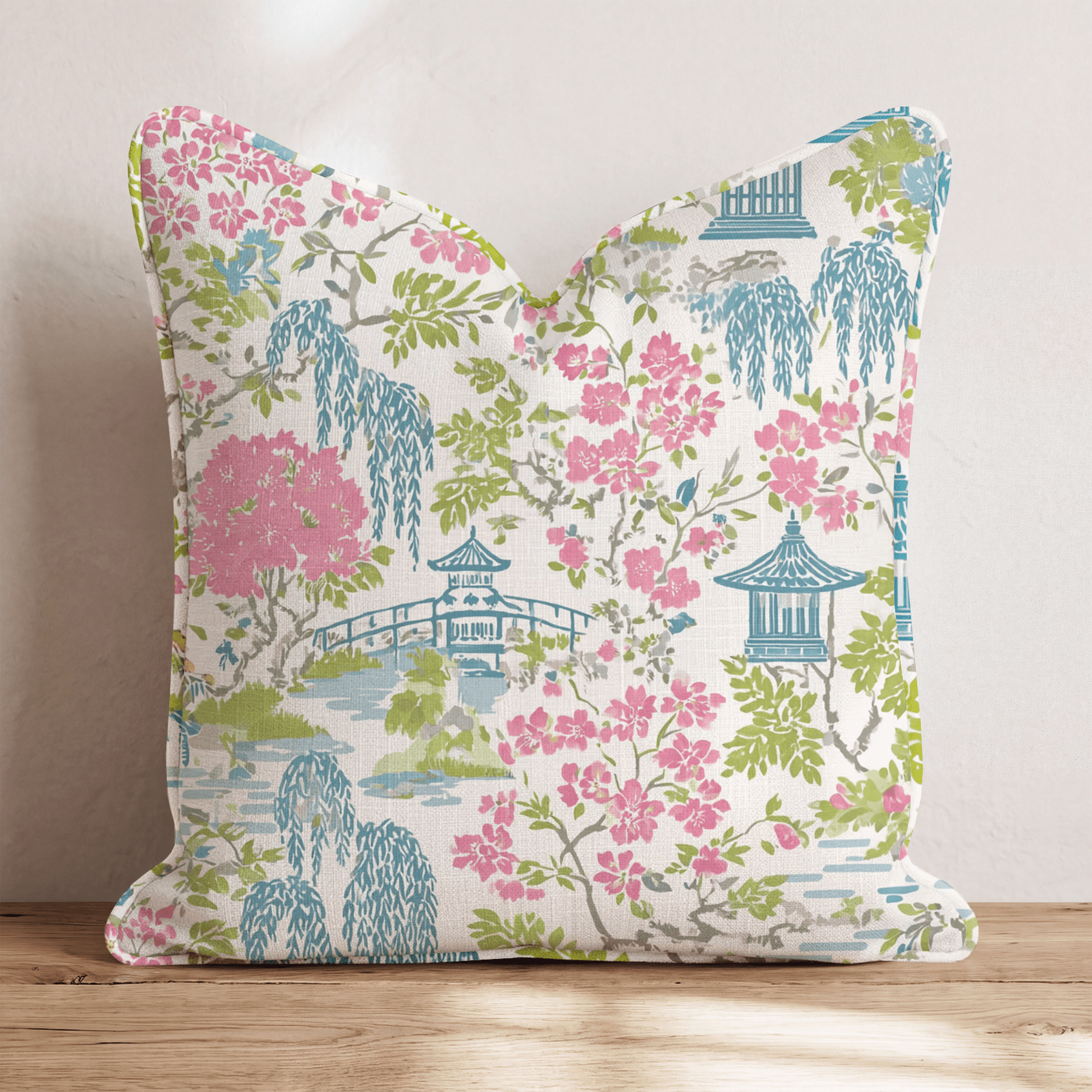 Porcelain Garden Pink Throw Pillow - Hillcroft Home