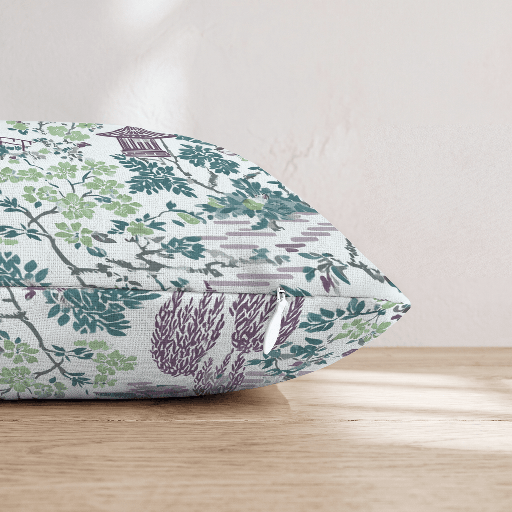 Porcelain Garden Purple Throw Pillow - Hillcroft Home