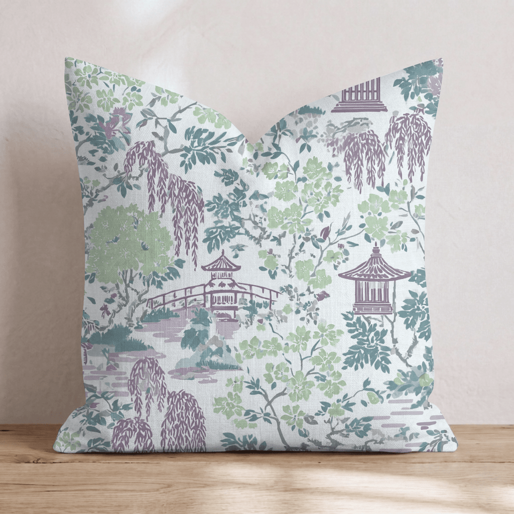 Porcelain Garden Purple Throw Pillow - Hillcroft Home