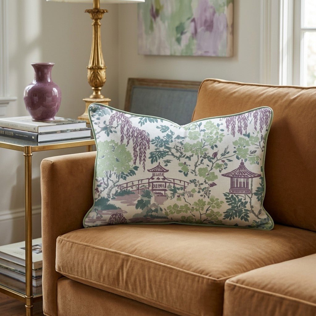 Porcelain Garden Purple Throw Pillow - Hillcroft Home