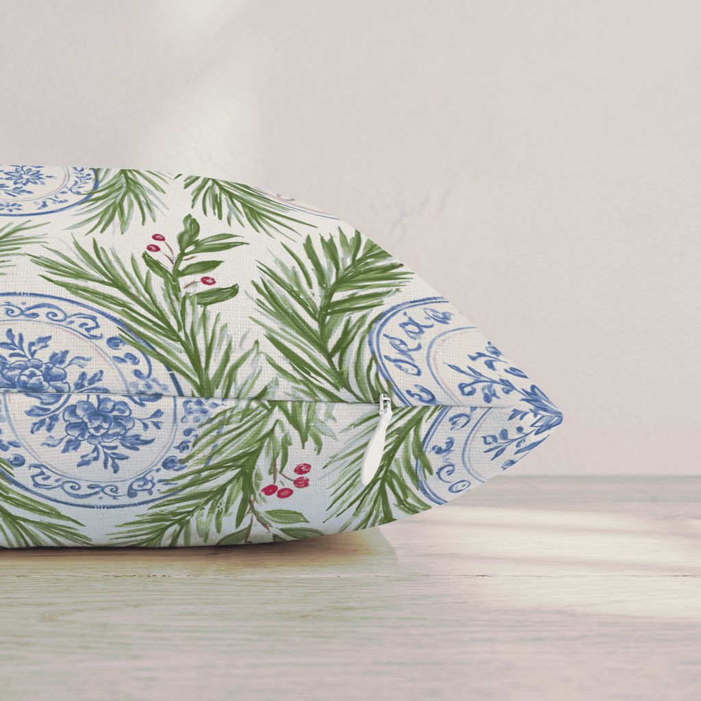 Porcelain Pine Throw Pillow throw pillow - Hillcroft Home