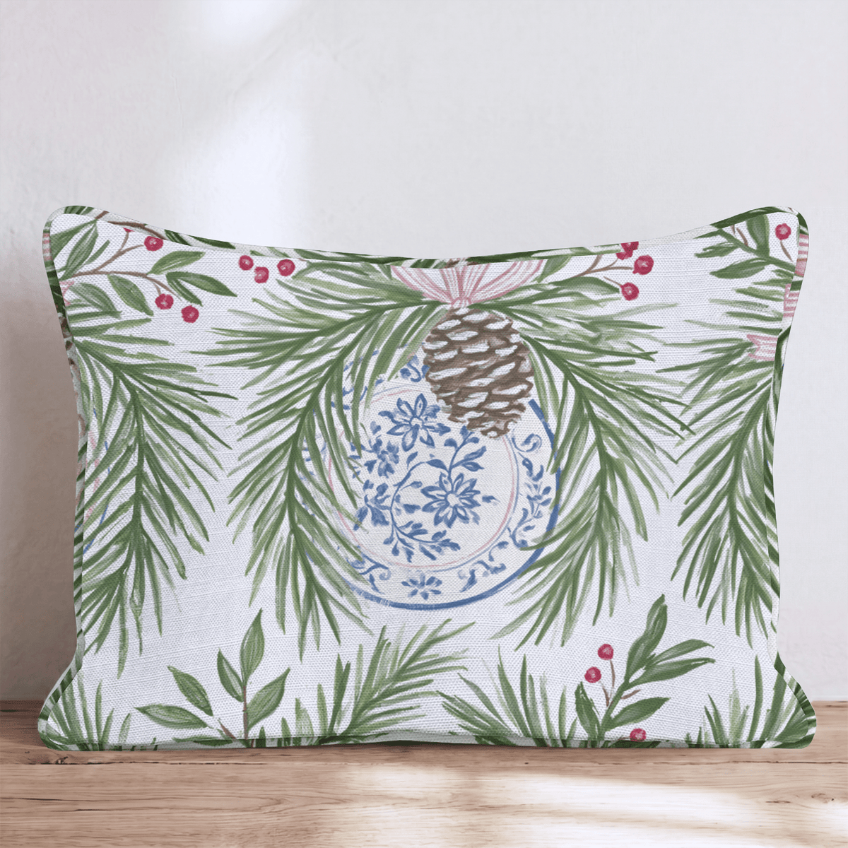 Porcelain Pine Throw Pillow throw pillow - Hillcroft Home