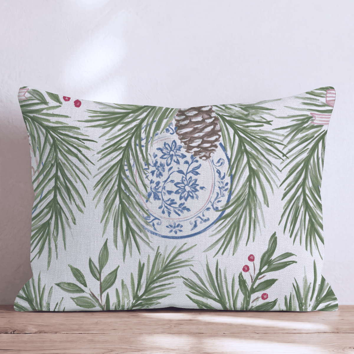 Porcelain Pine Throw Pillow throw pillow - Hillcroft Home