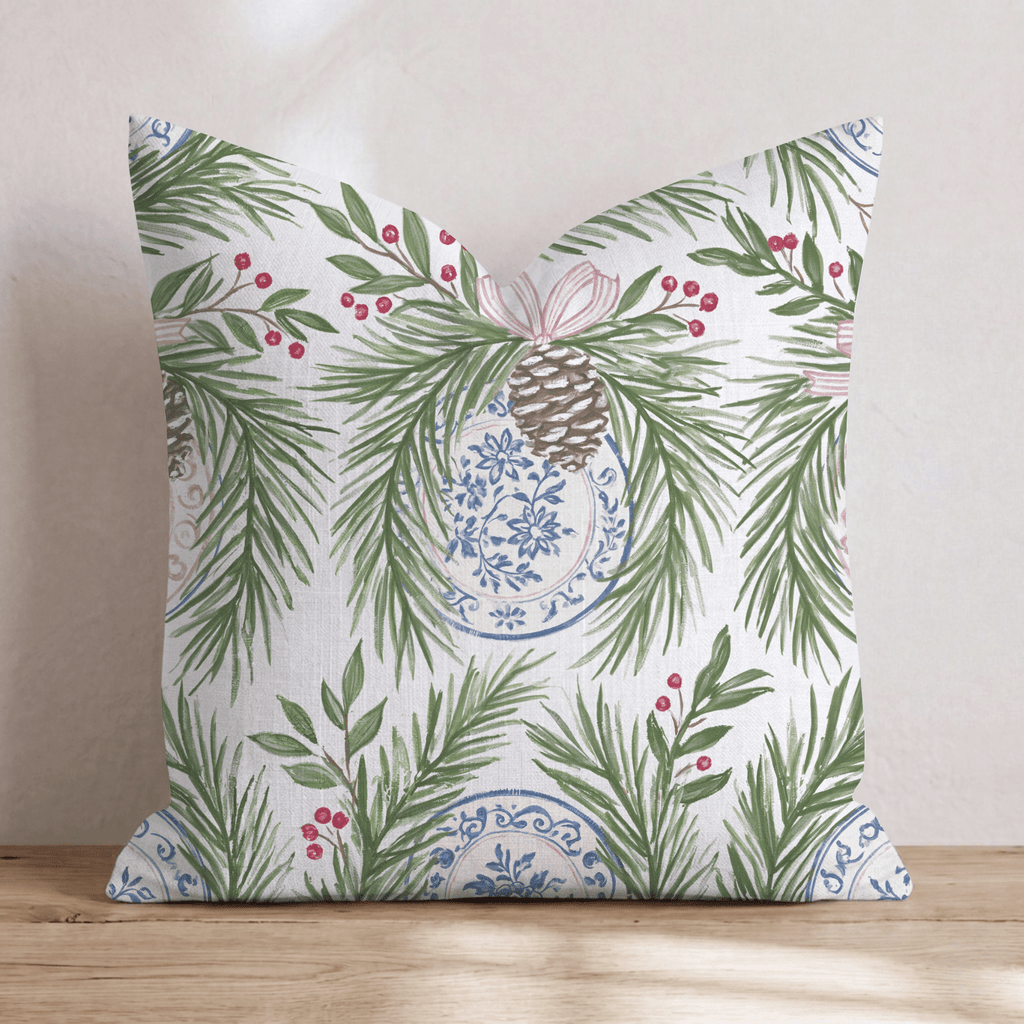Porcelain Pine Throw Pillow throw pillow - Hillcroft Home