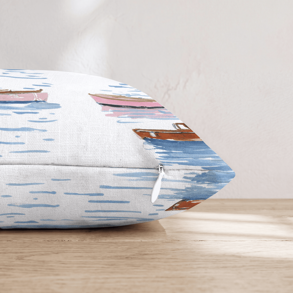 Positano Pink Boats Throw Pillow - Hillcroft Home
