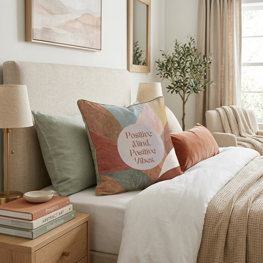 Positive Mind, Positive Vibes. Throw Pillow - Hillcroft Home