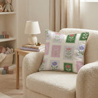 Postage Stamps Throw Pillow - Hillcroft Home