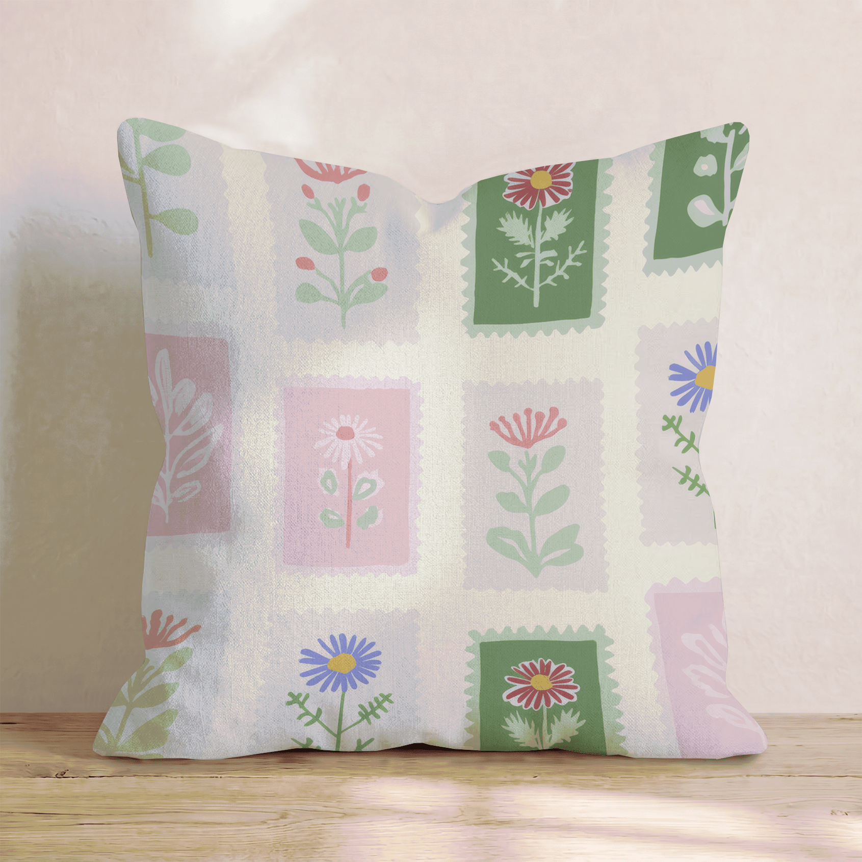 Postage Stamps Throw Pillow - Hillcroft Home
