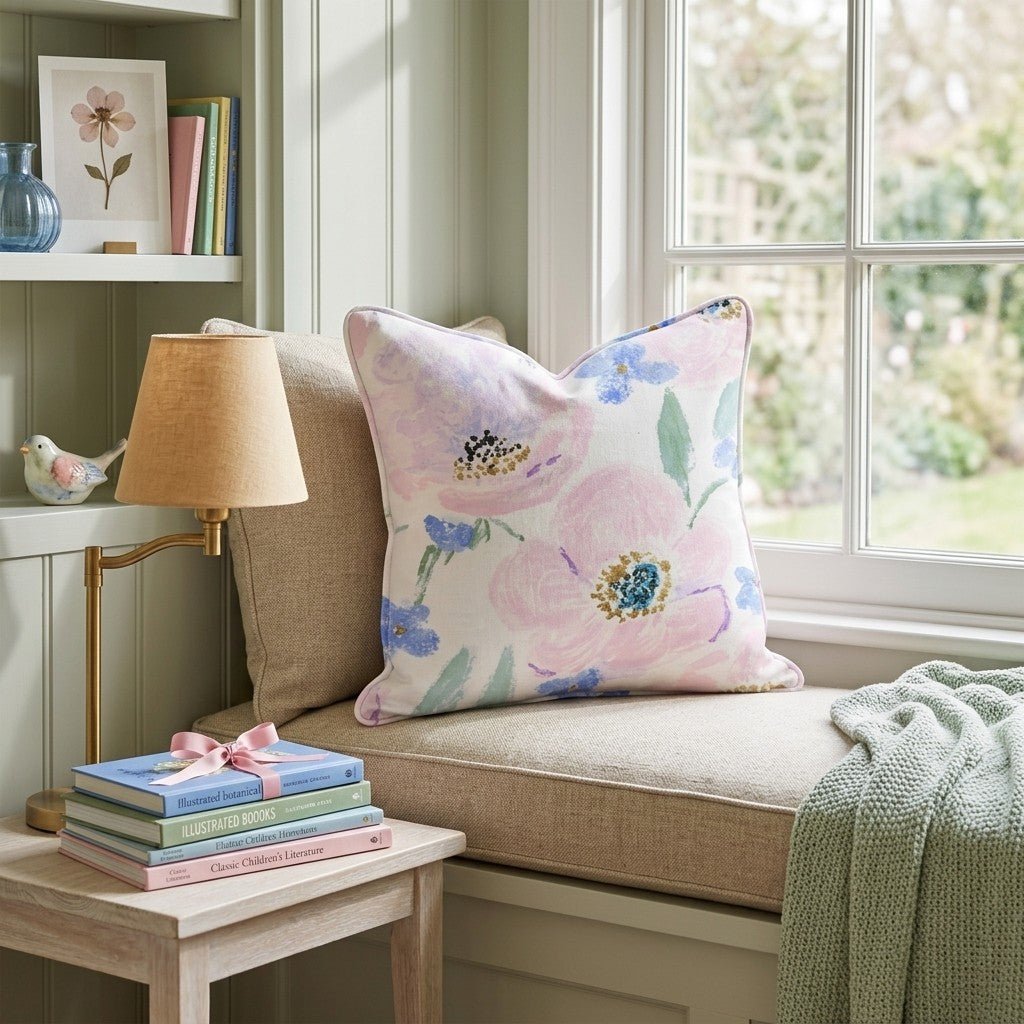 Postmark Rose Throw Pillow - Hillcroft Home