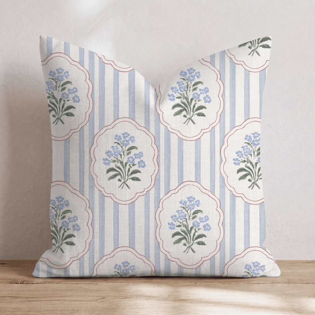 Posy Cornflower Throw Pillow throw pillow - Hillcroft Home