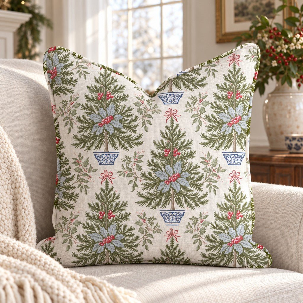 Potted Pines Throw Pillow throw pillow - Hillcroft Home