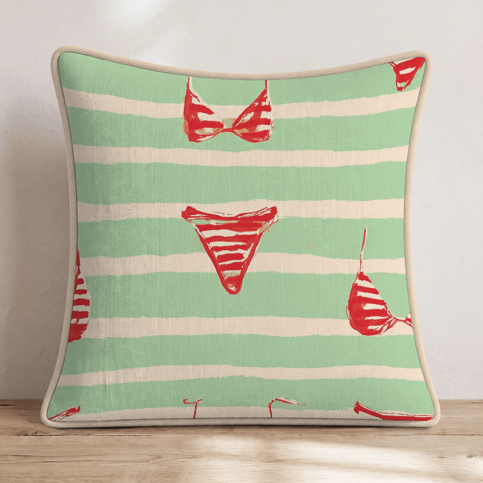Preppy Bikinis Throw Pillow - Hillcroft Home
